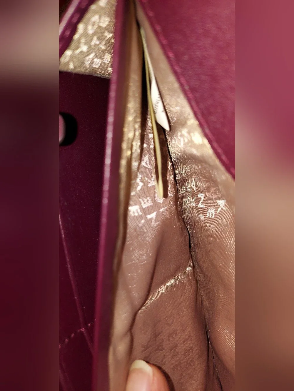 Kate Spade Quilted Wallet Purse in Deep Plum with Gold Chain Strap